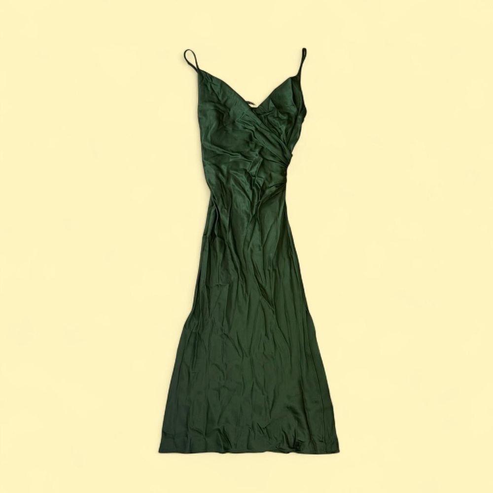 zara midi ruched slip dress